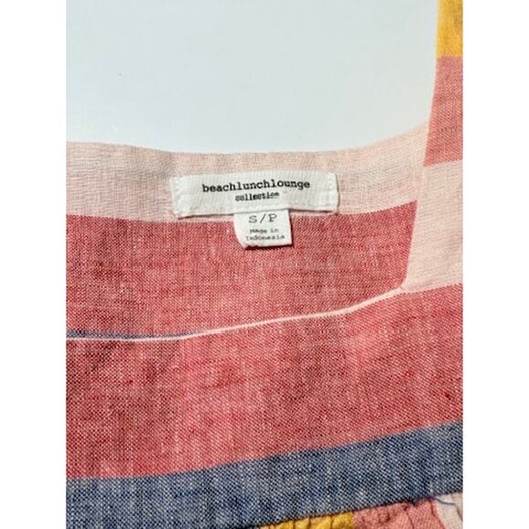 Beachlunchlounge Linen Cotton Striped Boho Blouse Size Small Petite - Picture 3 of 9